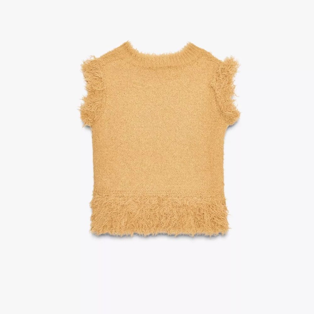 ZARA FAUX FUR KNIT VEST - Picture 7 of 8